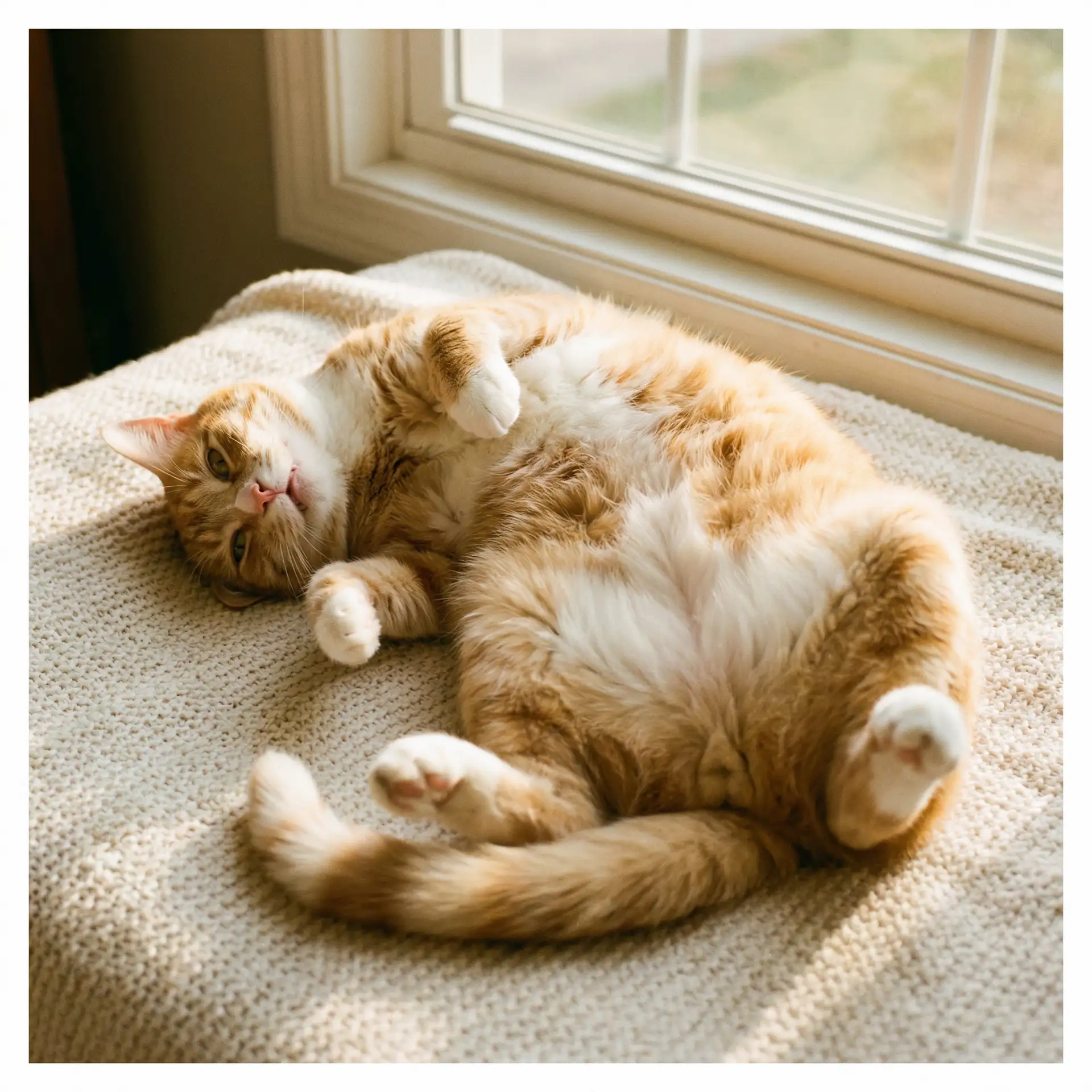 猫咪仰躺露出肚皮 - 夹得好湿真拔不出来了动态图